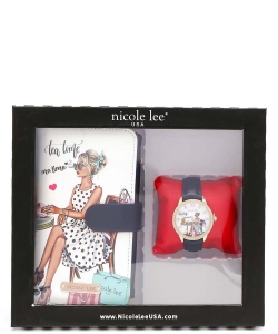 NICOLE LEE Wallet & Watch 2pcs Gift Set PRT7320 TEA TIME ME TIME